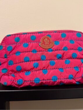 Moncler Pink & Blue Polka Dot Pouch